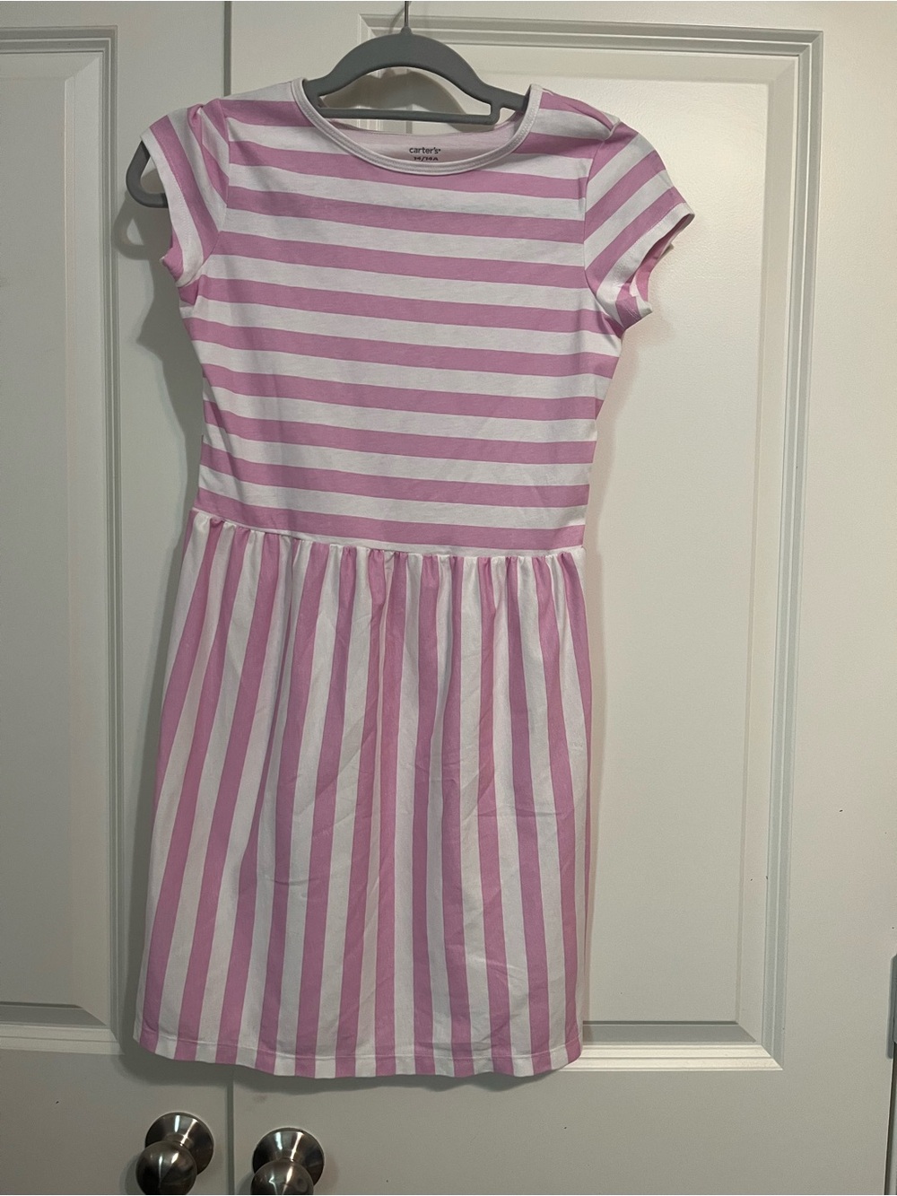 Carter's Pink and White Striped Short Sleeve Cotton Dress